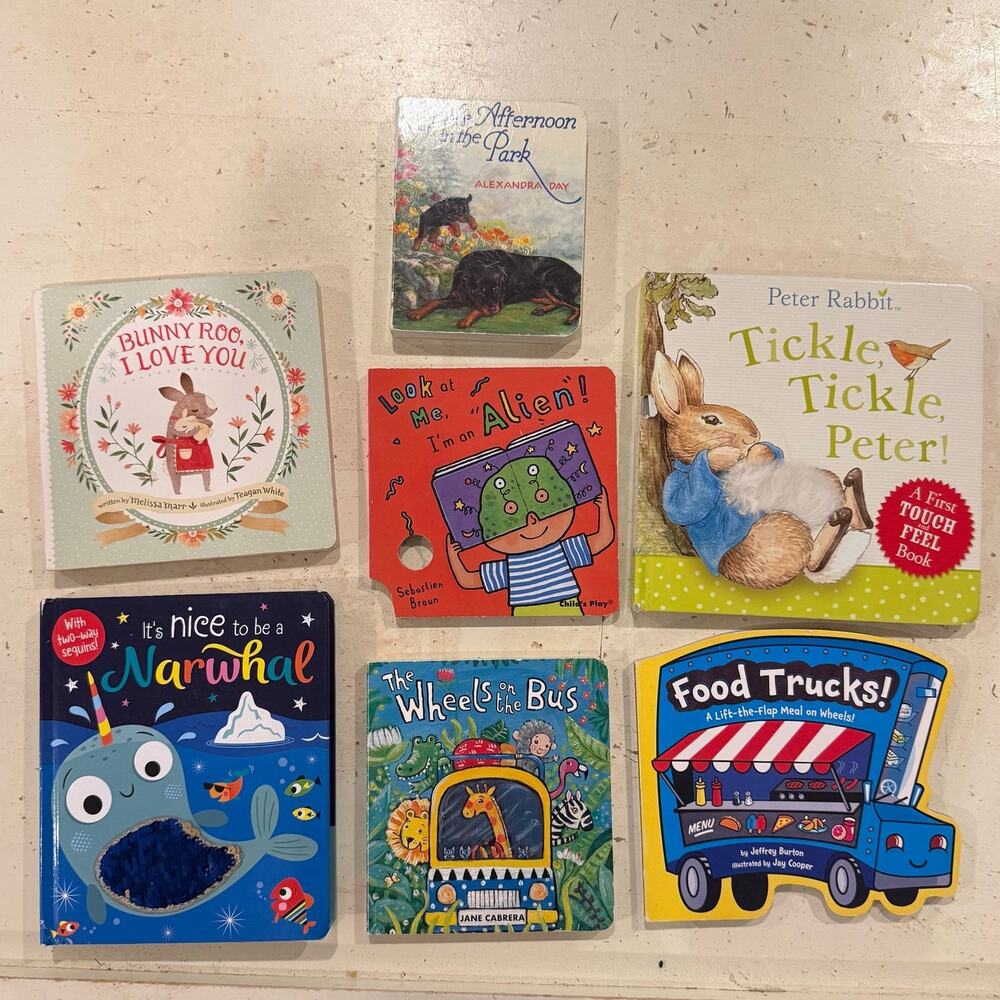 Lot of 7 Board Books Baby Toddler Touch And Feel Flippy Sequins Peter Rabbit